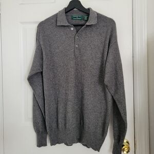 Club Room Men’s Gray V-Neck Polo Sweater